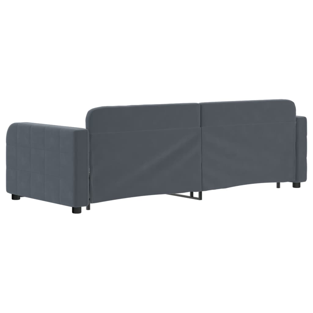 Slaapbank met onderschuifbed 80x200 cm fluweel donkergrijs is nu te koop bij PeponiXL, paradijselijk wonen!
