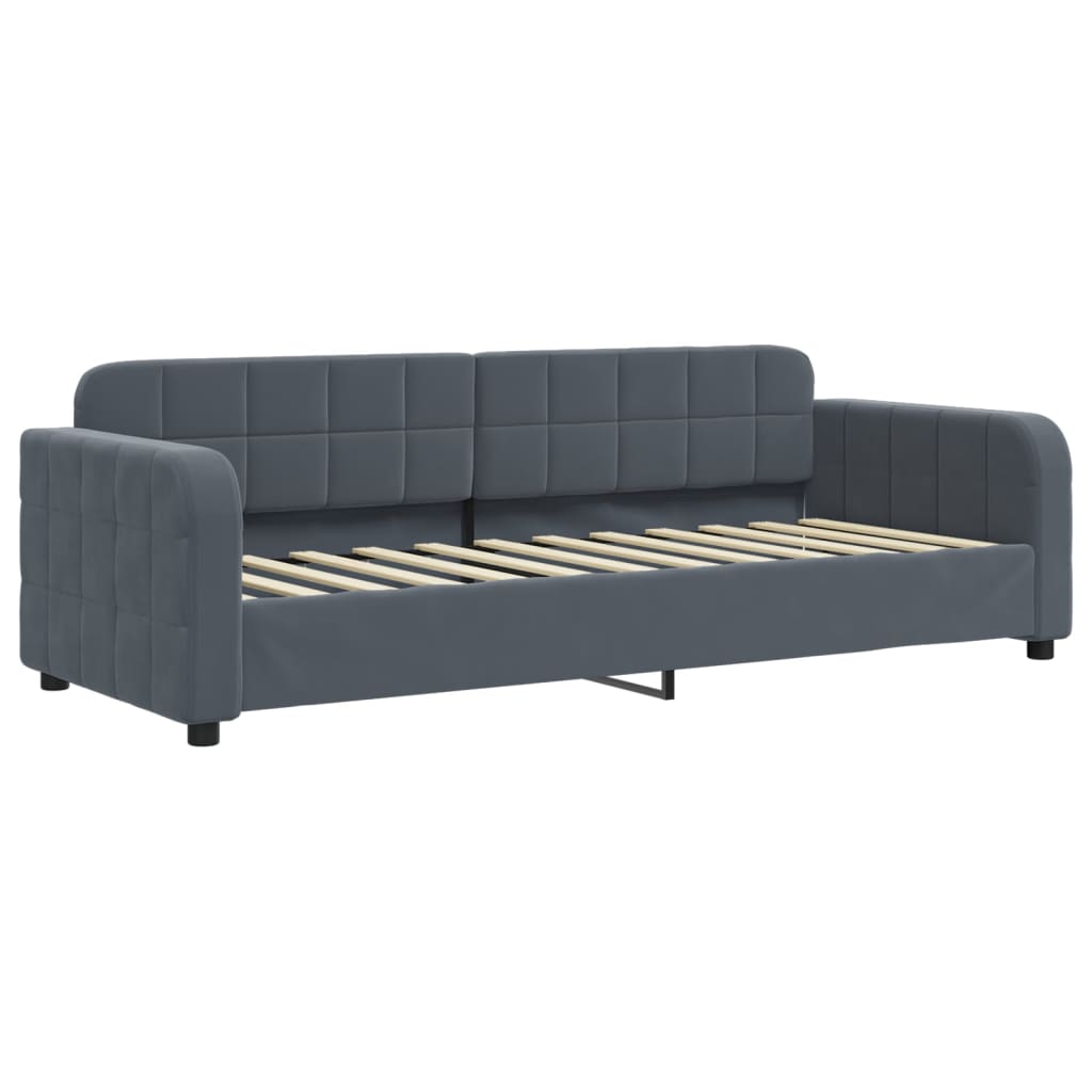 Slaapbank met onderschuifbed 80x200 cm fluweel donkergrijs is nu te koop bij PeponiXL, paradijselijk wonen!