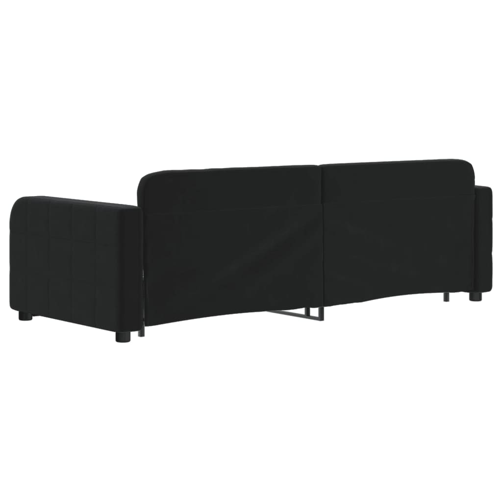 Slaapbank met onderschuifbed 80x200 cm fluweel zwart is nu te koop bij PeponiXL, paradijselijk wonen!