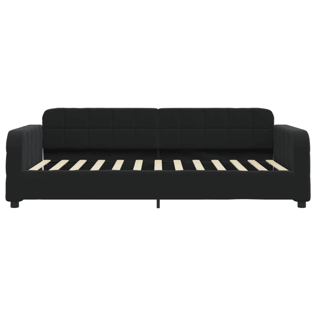 Slaapbank met onderschuifbed 80x200 cm fluweel zwart is nu te koop bij PeponiXL, paradijselijk wonen!