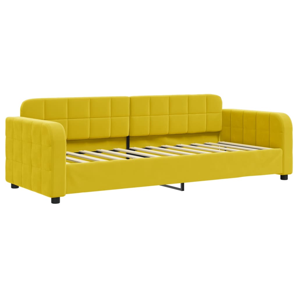 Slaapbank met onderschuifbed 80x200 cm fluweel geel is nu te koop bij PeponiXL, paradijselijk wonen!