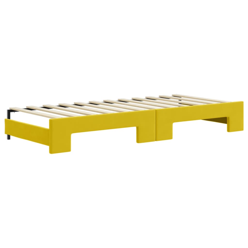 Slaapbank met onderschuifbed 80x200 cm fluweel geel is nu te koop bij PeponiXL, paradijselijk wonen!