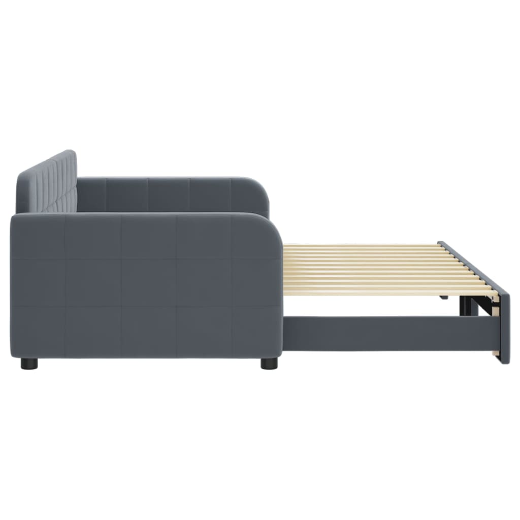 Slaapbank met onderschuifbed 90x200 cm fluweel donkergrijs is nu te koop bij PeponiXL, paradijselijk wonen!