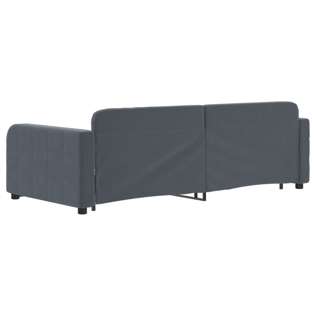 Slaapbank met onderschuifbed 90x200 cm fluweel donkergrijs is nu te koop bij PeponiXL, paradijselijk wonen!