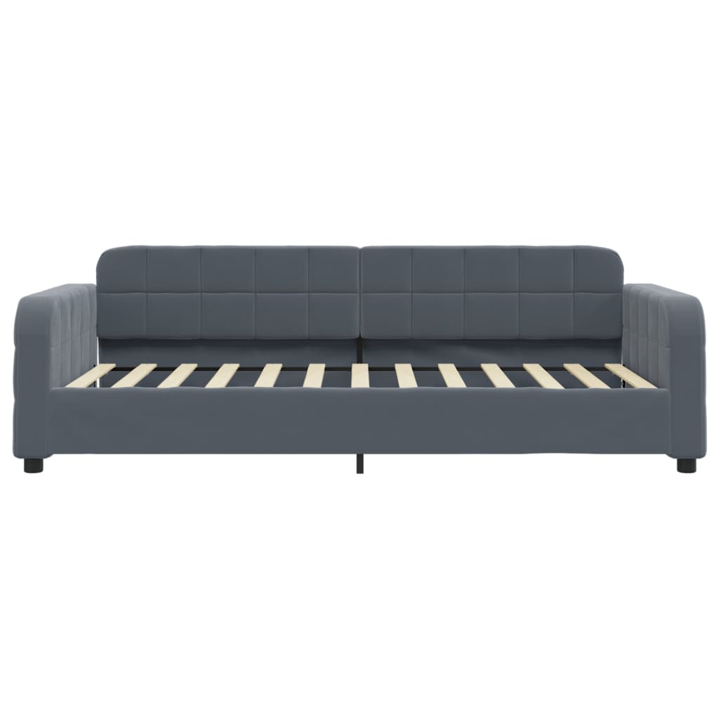 Slaapbank met onderschuifbed 90x200 cm fluweel donkergrijs is nu te koop bij PeponiXL, paradijselijk wonen!