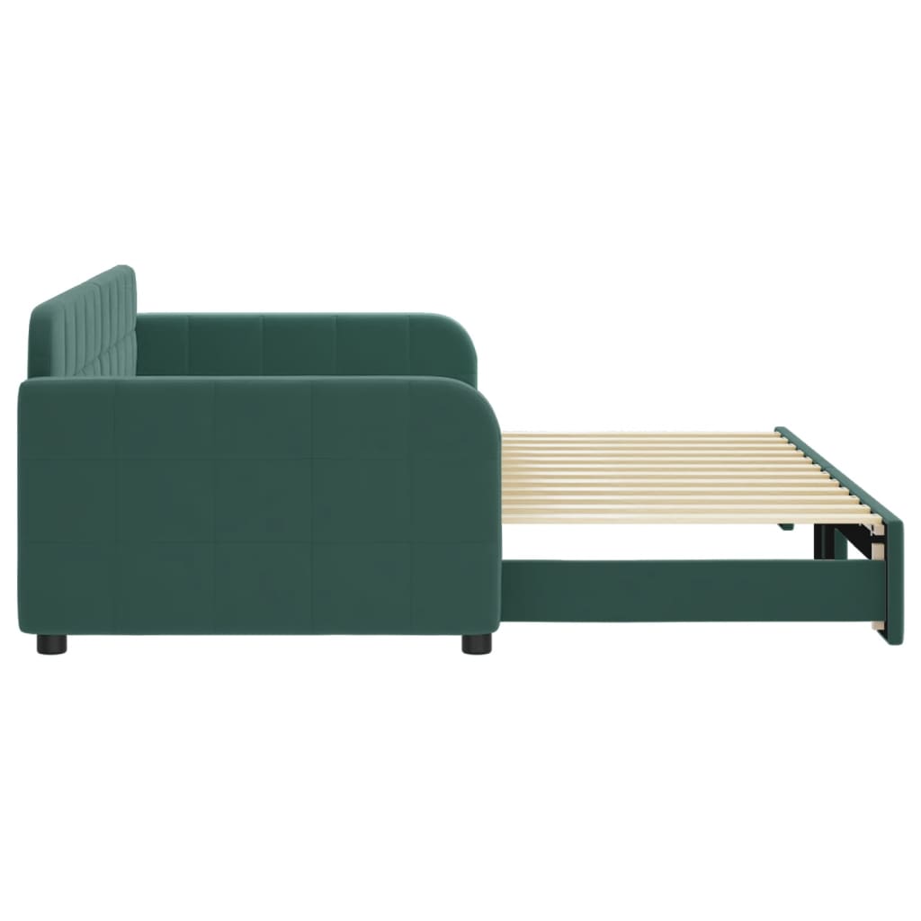 Slaapbank met onderschuifbed 90x200 cm fluweel donkergroen is nu te koop bij PeponiXL, paradijselijk wonen!
