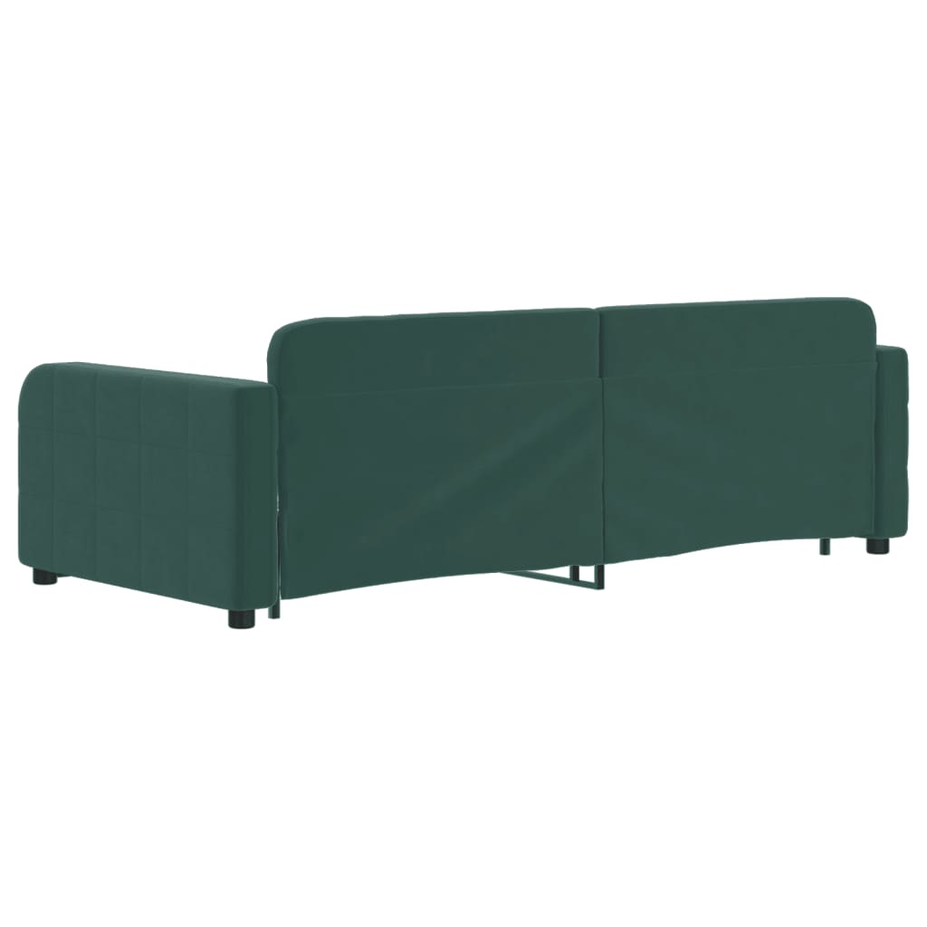 Slaapbank met onderschuifbed 90x200 cm fluweel donkergroen is nu te koop bij PeponiXL, paradijselijk wonen!