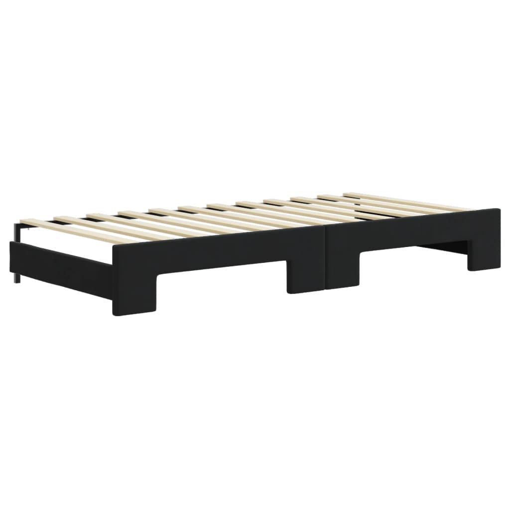 Slaapbank met onderschuifbed 90x200 cm fluweel zwart is nu te koop bij PeponiXL, paradijselijk wonen!