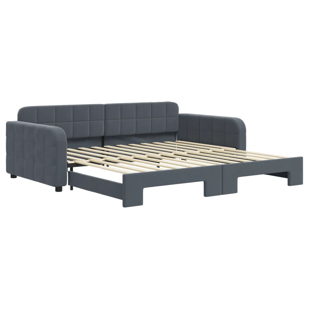 Slaapbank met onderschuifbed 100x200 cm fluweel donkergrijs is nu te koop bij PeponiXL, paradijselijk wonen!