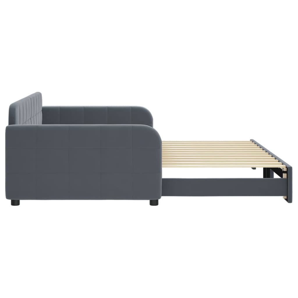 Slaapbank met onderschuifbed 100x200 cm fluweel donkergrijs is nu te koop bij PeponiXL, paradijselijk wonen!