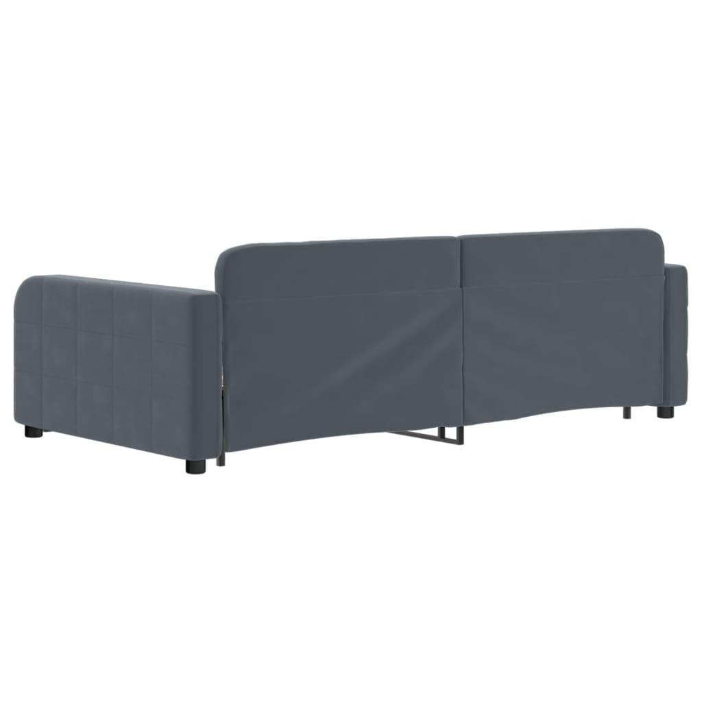 Slaapbank met onderschuifbed 100x200 cm fluweel donkergrijs is nu te koop bij PeponiXL, paradijselijk wonen!
