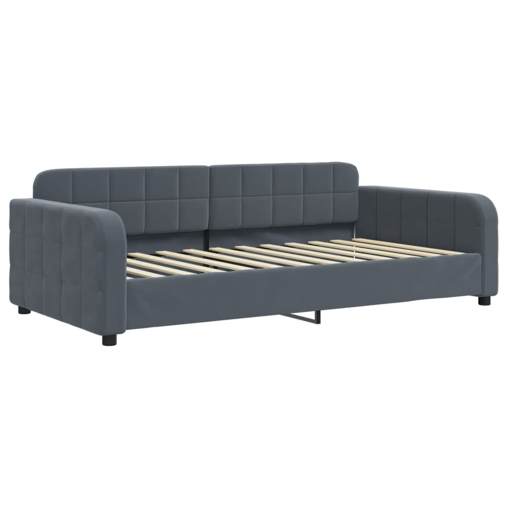 Slaapbank met onderschuifbed 100x200 cm fluweel donkergrijs is nu te koop bij PeponiXL, paradijselijk wonen!
