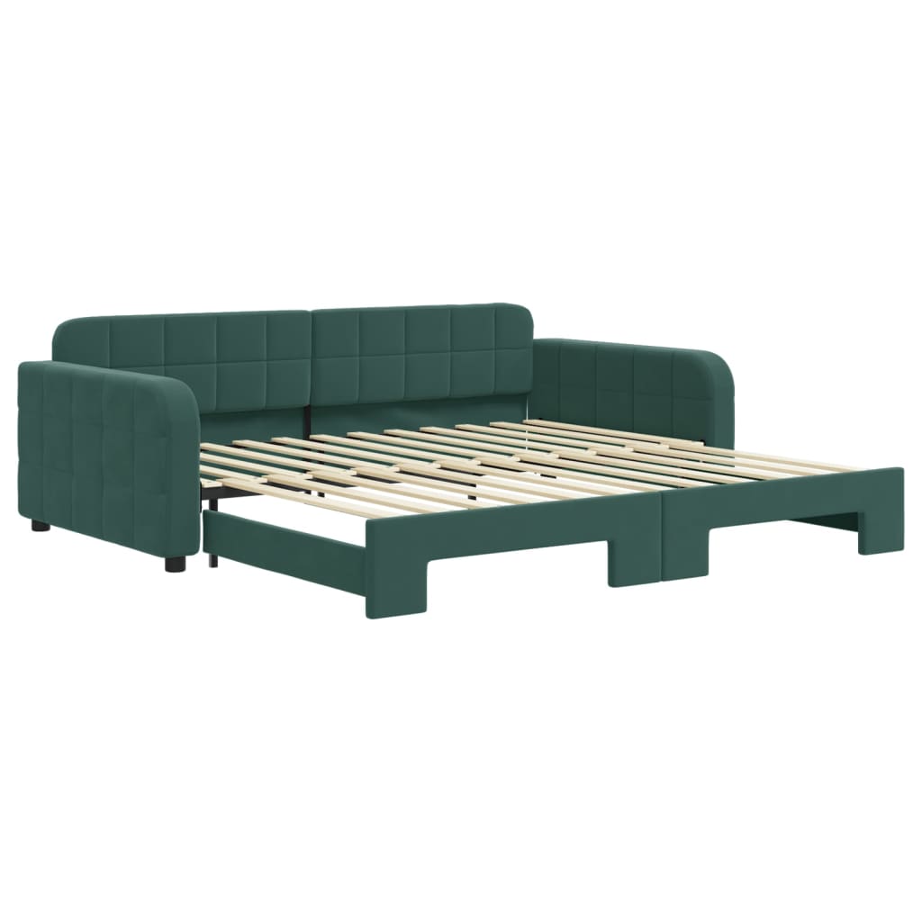 Slaapbank met onderschuifbed 100x200 cm fluweel donkergroen is nu te koop bij PeponiXL, paradijselijk wonen!