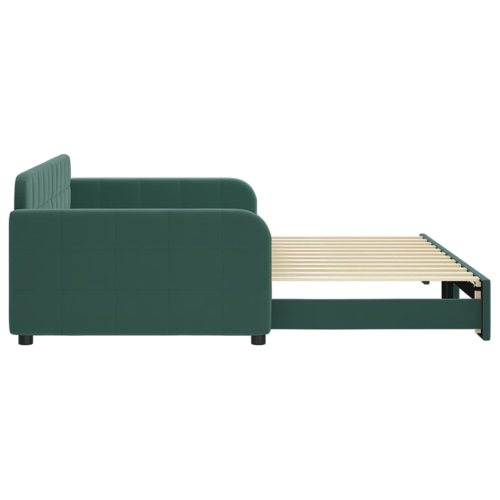 Slaapbank met onderschuifbed 100x200 cm fluweel donkergroen is nu te koop bij PeponiXL, paradijselijk wonen!