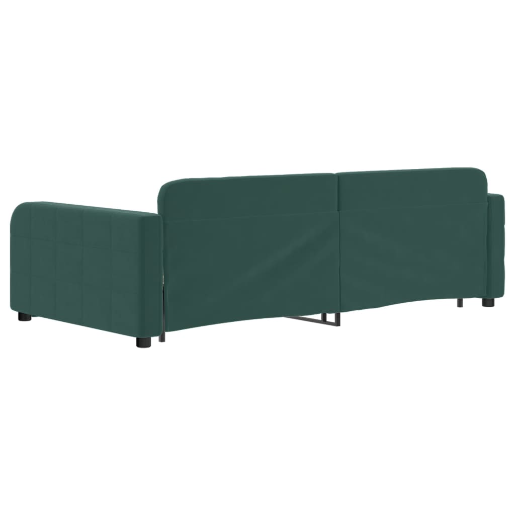 Slaapbank met onderschuifbed 100x200 cm fluweel donkergroen is nu te koop bij PeponiXL, paradijselijk wonen!