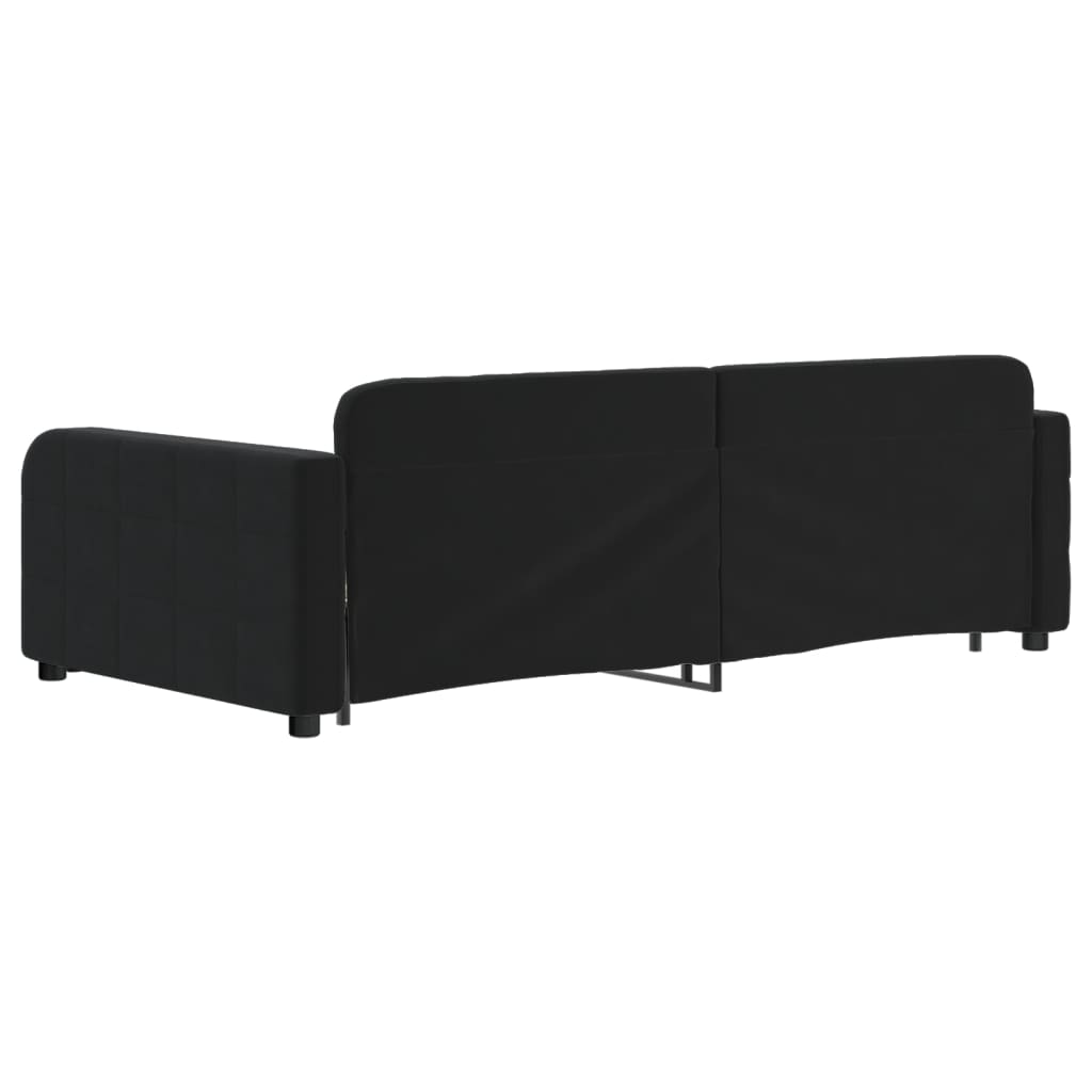 Slaapbank met onderschuifbed 100x200 cm fluweel zwart is nu te koop bij PeponiXL, paradijselijk wonen!