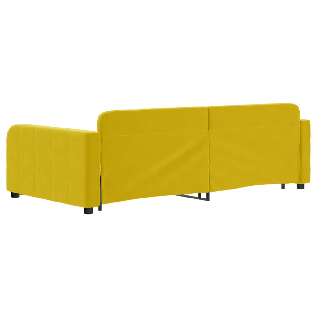 Slaapbank met onderschuifbed 100x200 cm fluweel geel is nu te koop bij PeponiXL, paradijselijk wonen!