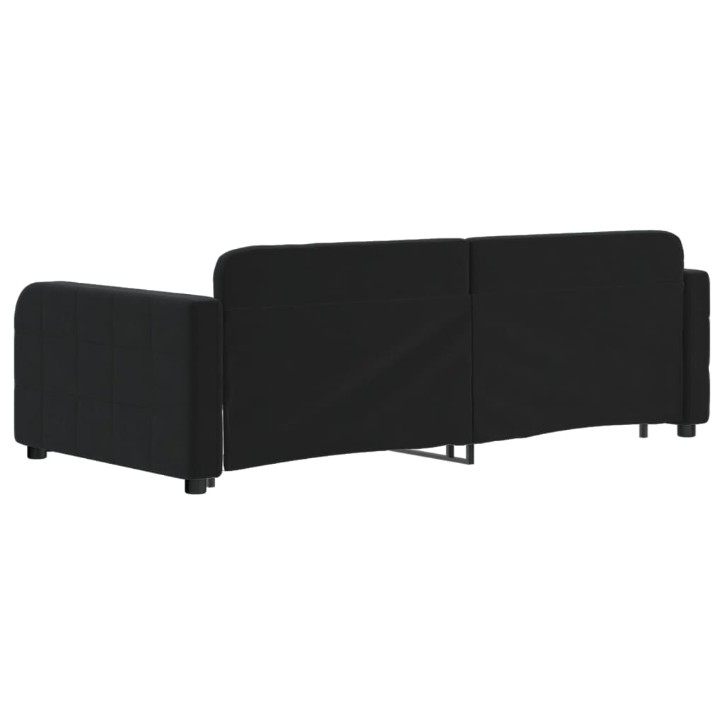 Slaapbank met onderschuifbed 90x190 cm fluweel zwart is nu te koop bij PeponiXL, paradijselijk wonen!