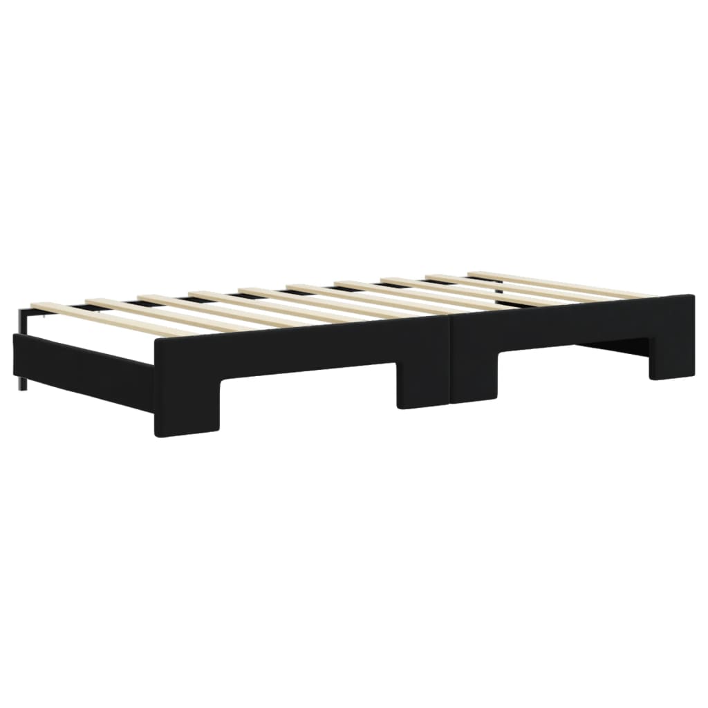 Slaapbank met onderschuifbed 90x190 cm fluweel zwart is nu te koop bij PeponiXL, paradijselijk wonen!