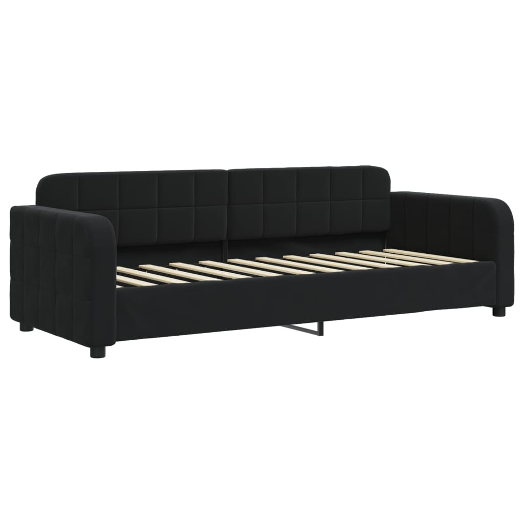 Slaapbank onderschuifbed en matrassen 80x200 cm fluweel zwart is nu te koop bij PeponiXL, paradijselijk wonen!