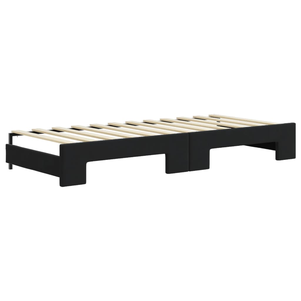 Slaapbank onderschuifbed en matrassen 80x200 cm fluweel zwart is nu te koop bij PeponiXL, paradijselijk wonen!