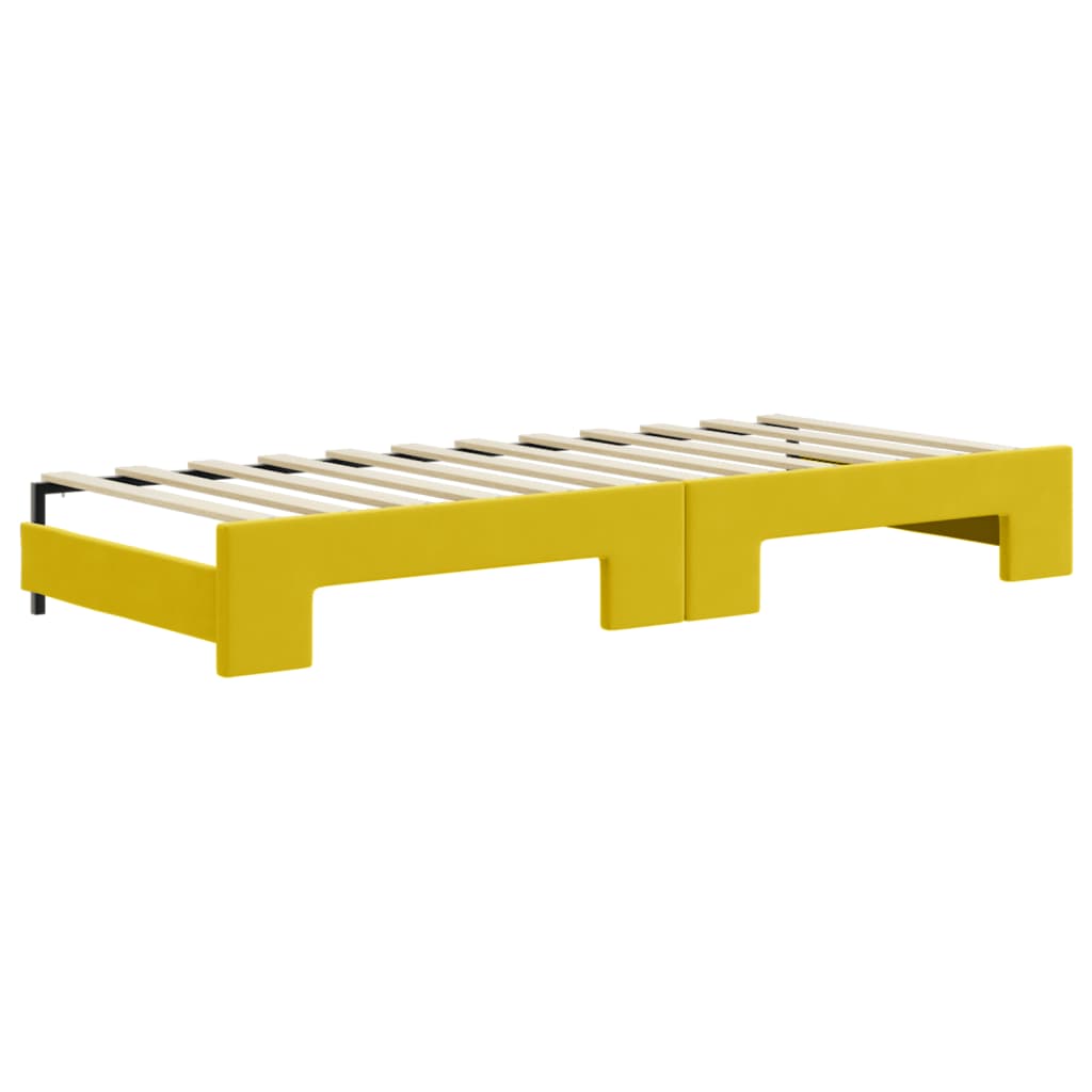 Slaapbank onderschuifbed en matrassen 80x200 cm fluweel geel is nu te koop bij PeponiXL, paradijselijk wonen!