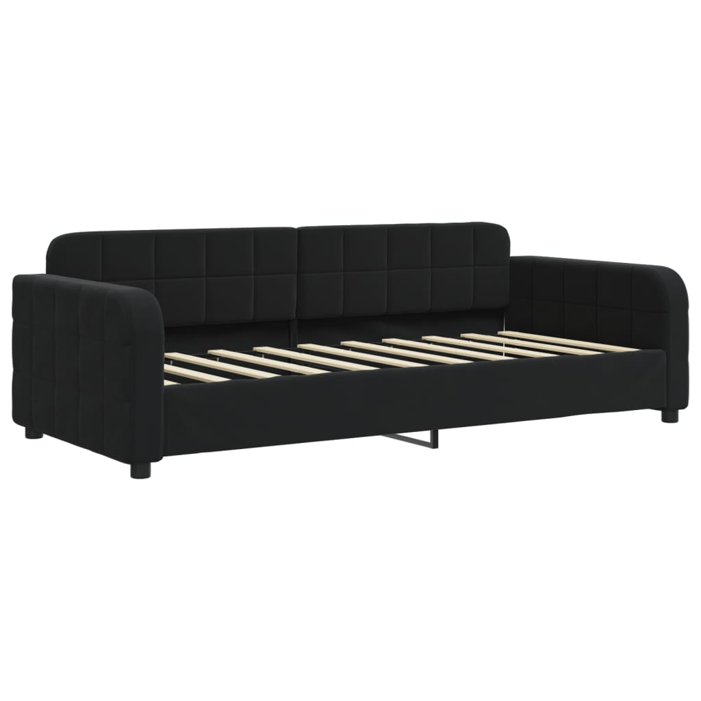 Slaapbank onderschuifbed en matrassen 90x190 cm fluweel zwart is nu te koop bij PeponiXL, paradijselijk wonen!