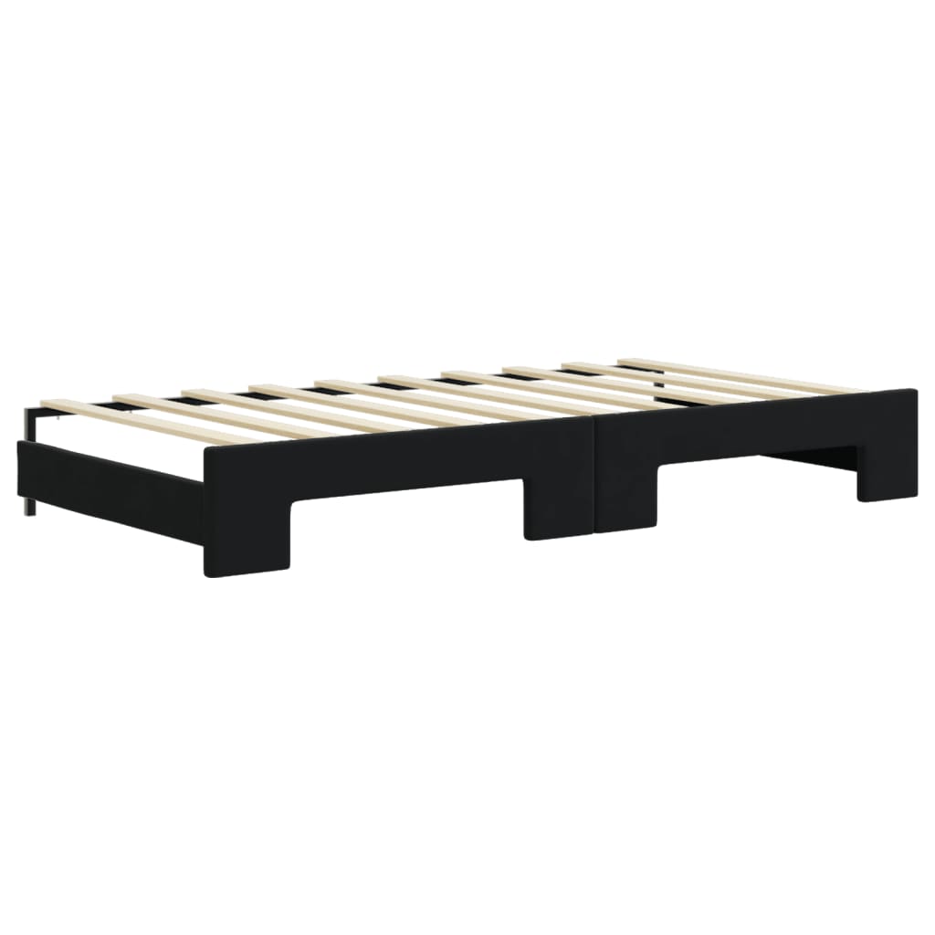 Slaapbank onderschuifbed en matrassen 90x190 cm fluweel zwart is nu te koop bij PeponiXL, paradijselijk wonen!