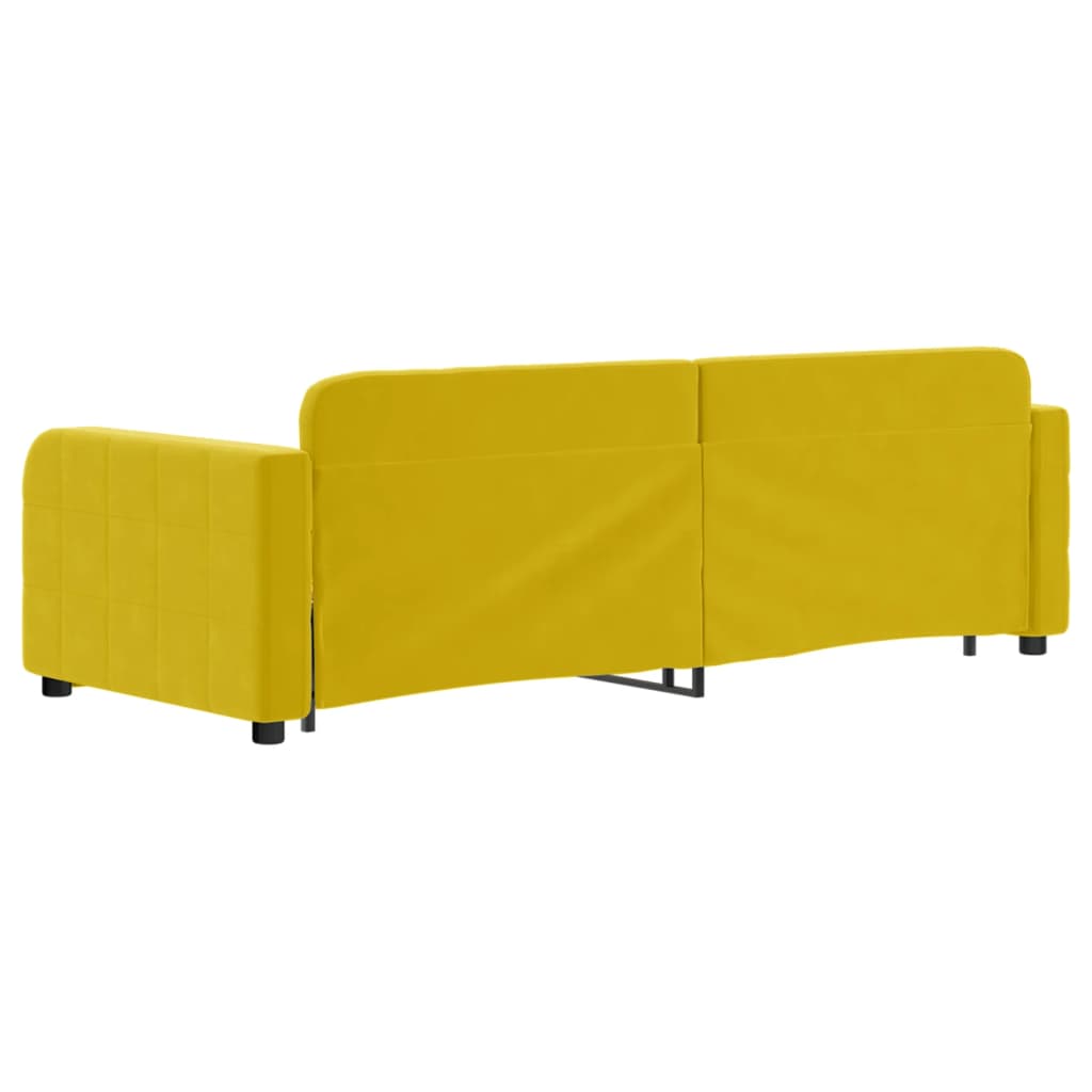 Slaapbank met onderschuifbed en lades 80x200 cm fluweel geel is nu te koop bij PeponiXL, paradijselijk wonen!