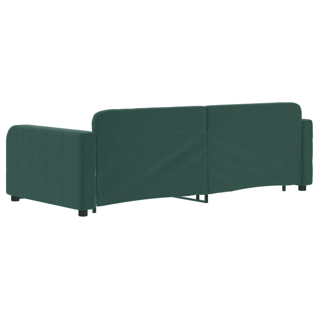 Slaapbank onderschuifbed en lades 90x200 cm fluweel donkergroen is nu te koop bij PeponiXL, paradijselijk wonen!