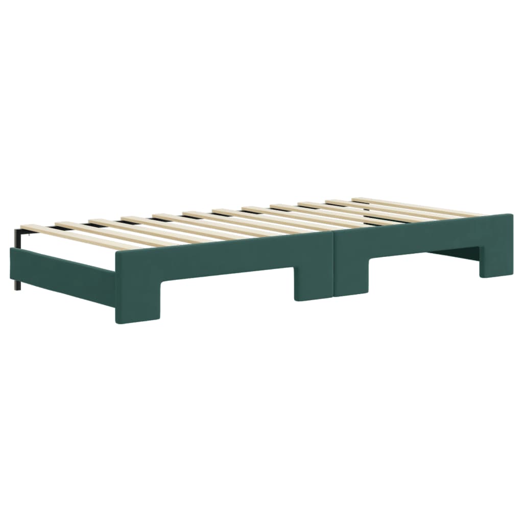 Slaapbank onderschuifbed en lades 90x200 cm fluweel donkergroen is nu te koop bij PeponiXL, paradijselijk wonen!