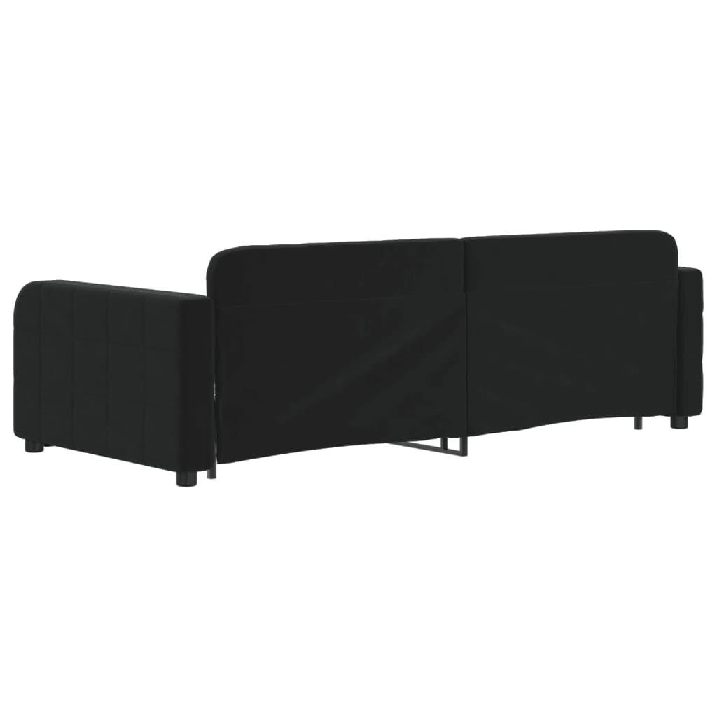 Slaapbank met onderschuifbed en lades 90x200 cm fluweel zwart is nu te koop bij PeponiXL, paradijselijk wonen!