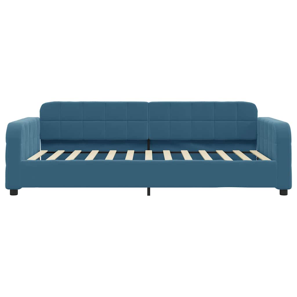 Slaapbank met onderschuifbed en lades 100x200 cm fluweel blauw is nu te koop bij PeponiXL, paradijselijk wonen!