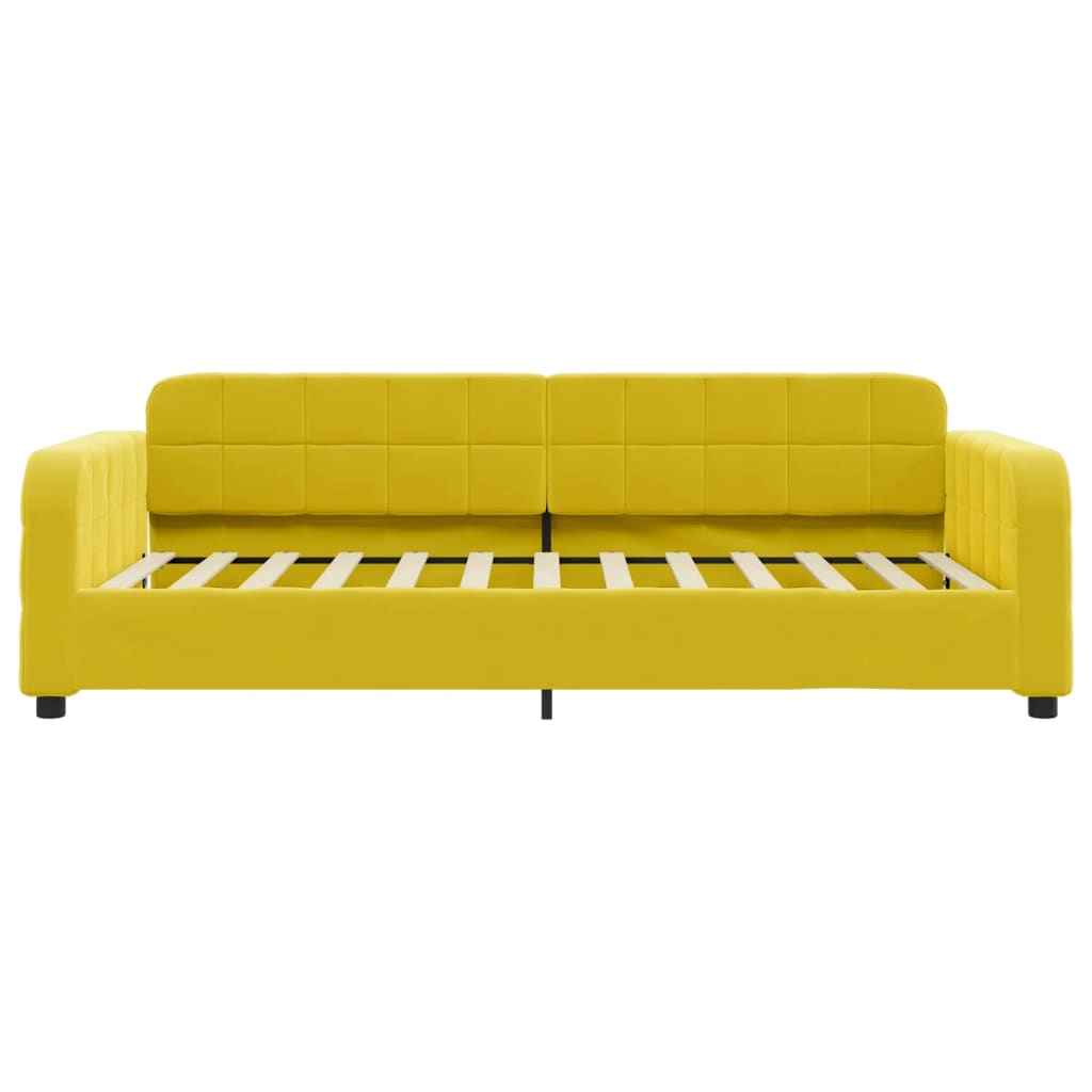 Slaapbank met onderschuifbed en lades 100x200 cm fluweel geel is nu te koop bij PeponiXL, paradijselijk wonen!
