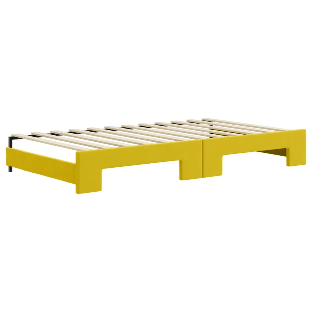 Slaapbank met onderschuifbed en lades 100x200 cm fluweel geel is nu te koop bij PeponiXL, paradijselijk wonen!