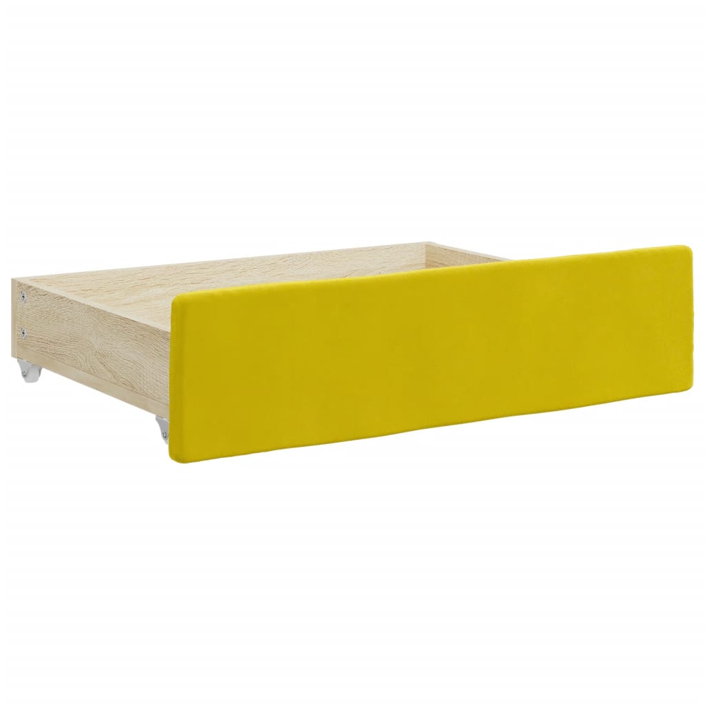 Slaapbank met onderschuifbed en lades 100x200 cm fluweel geel is nu te koop bij PeponiXL, paradijselijk wonen!