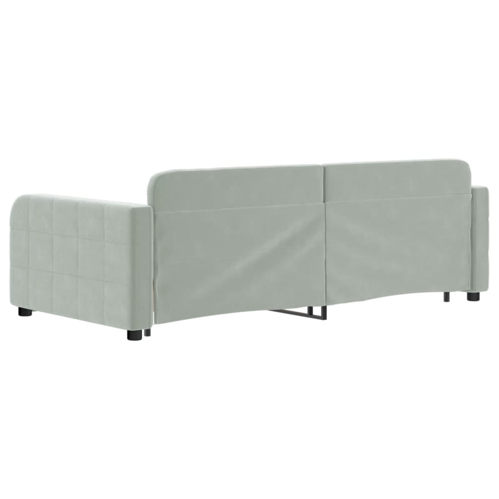 Slaapbank onderschuifbed en lades 90x190 cm fluweel lichtgrijs is nu te koop bij PeponiXL, paradijselijk wonen!