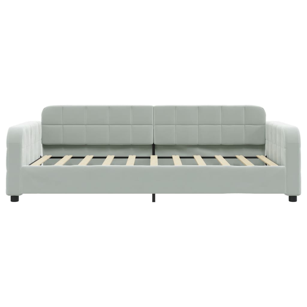 Slaapbank onderschuifbed en lades 90x190 cm fluweel lichtgrijs is nu te koop bij PeponiXL, paradijselijk wonen!