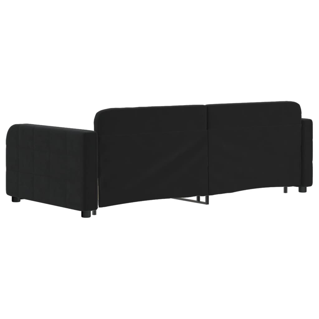 Slaapbank met onderschuifbed en lades 90x190 cm fluweel zwart is nu te koop bij PeponiXL, paradijselijk wonen!
