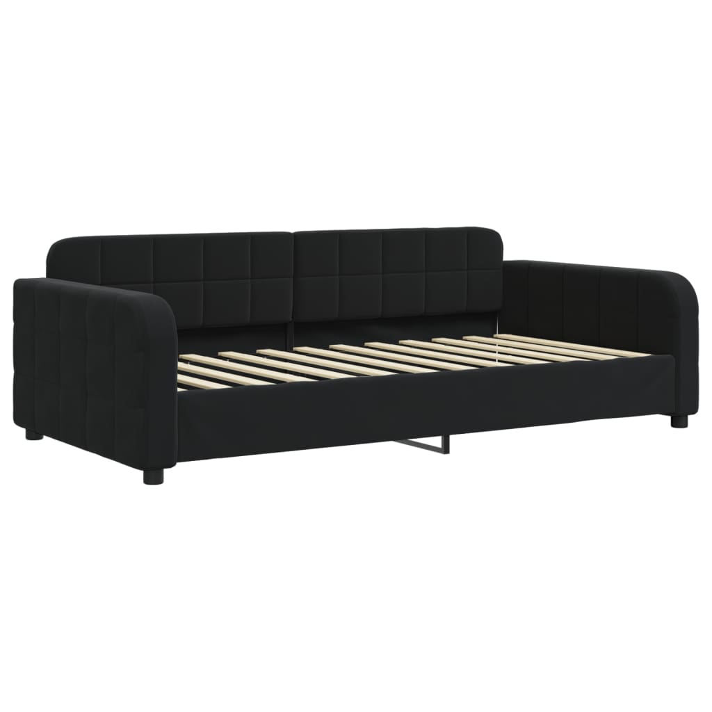 Slaapbank met onderschuifbed en lades 90x200 cm fluweel zwart is nu te koop bij PeponiXL, paradijselijk wonen!