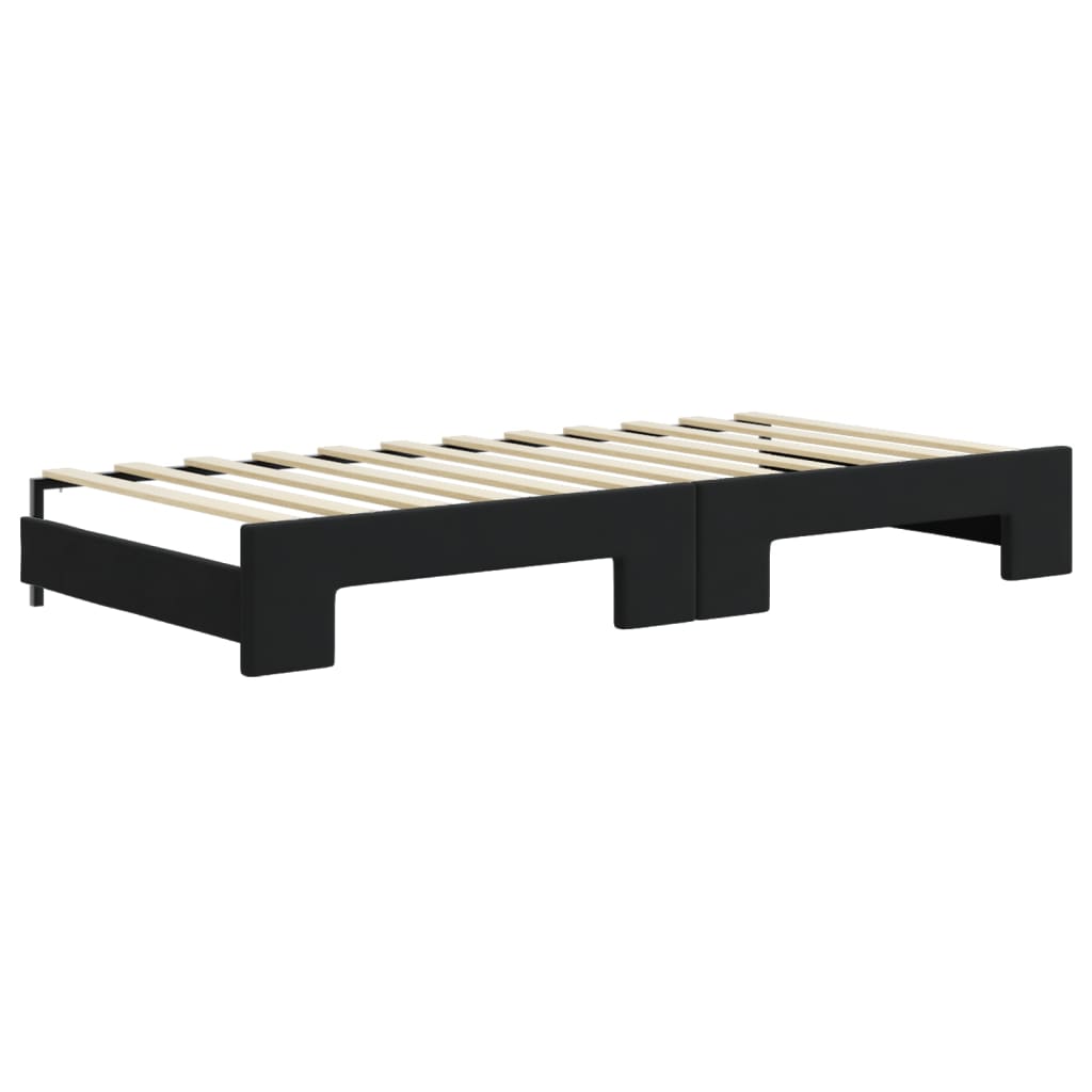 Slaapbank met onderschuifbed en lades 90x200 cm fluweel zwart is nu te koop bij PeponiXL, paradijselijk wonen!