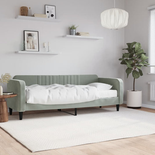 Slaapbank met matras 80x200 cm fluweel lichtgrijs is nu te koop bij PeponiXL, paradijselijk wonen!