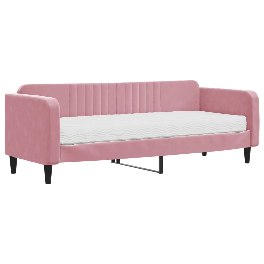 Slaapbank met matras 80x200 cm fluweel roze is nu te koop bij PeponiXL, paradijselijk wonen!