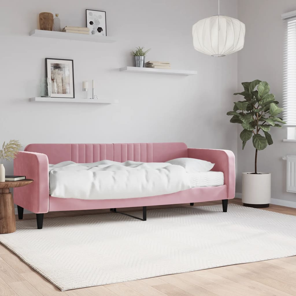 Slaapbank met matras 80x200 cm fluweel roze is nu te koop bij PeponiXL, paradijselijk wonen!