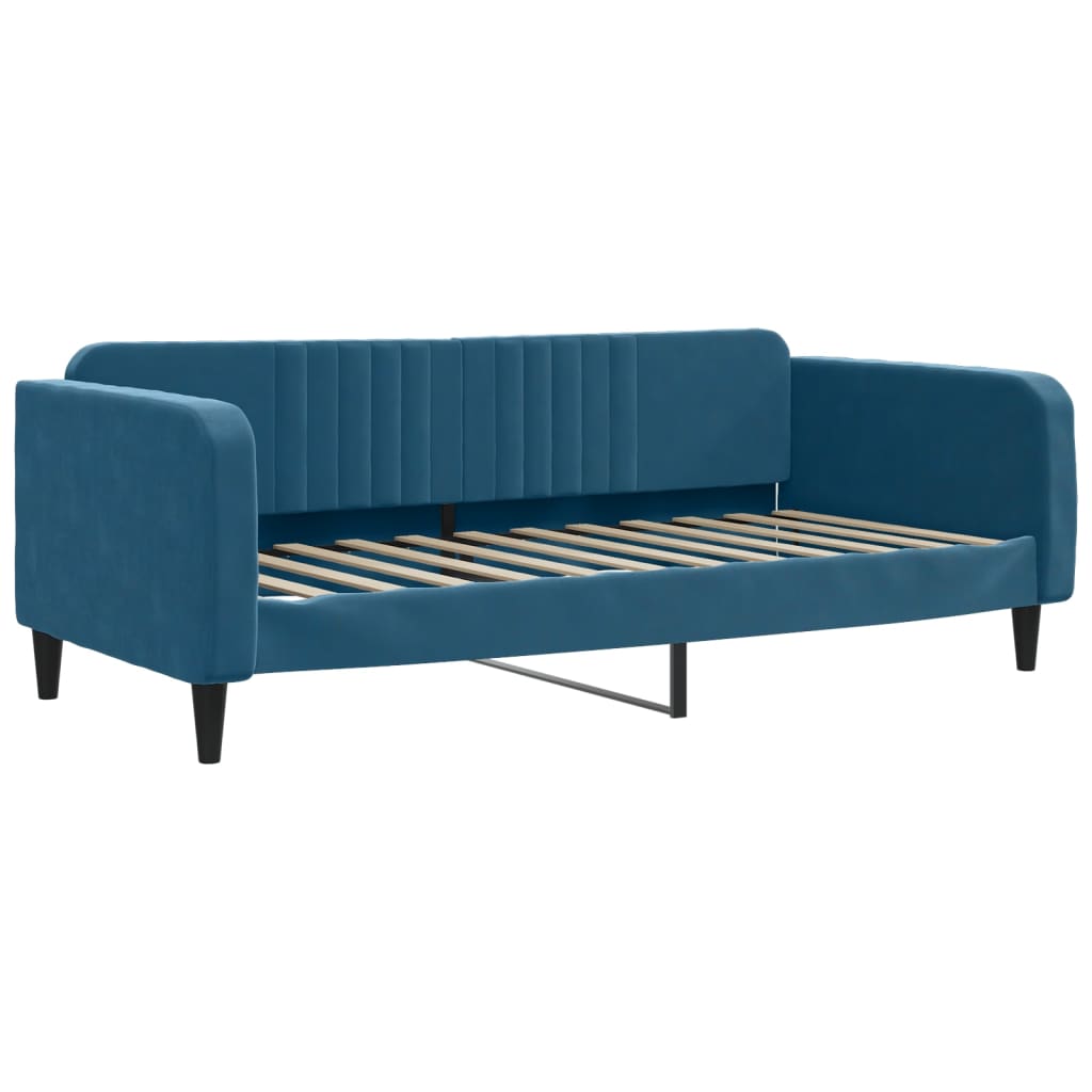 Slaapbank met matras 90x200 cm fluweel blauw is nu te koop bij PeponiXL, paradijselijk wonen!