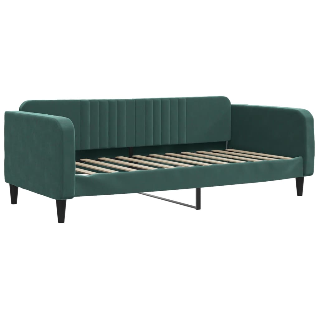 Slaapbank met matras 90x200 cm fluweel donkergroen is nu te koop bij PeponiXL, paradijselijk wonen!