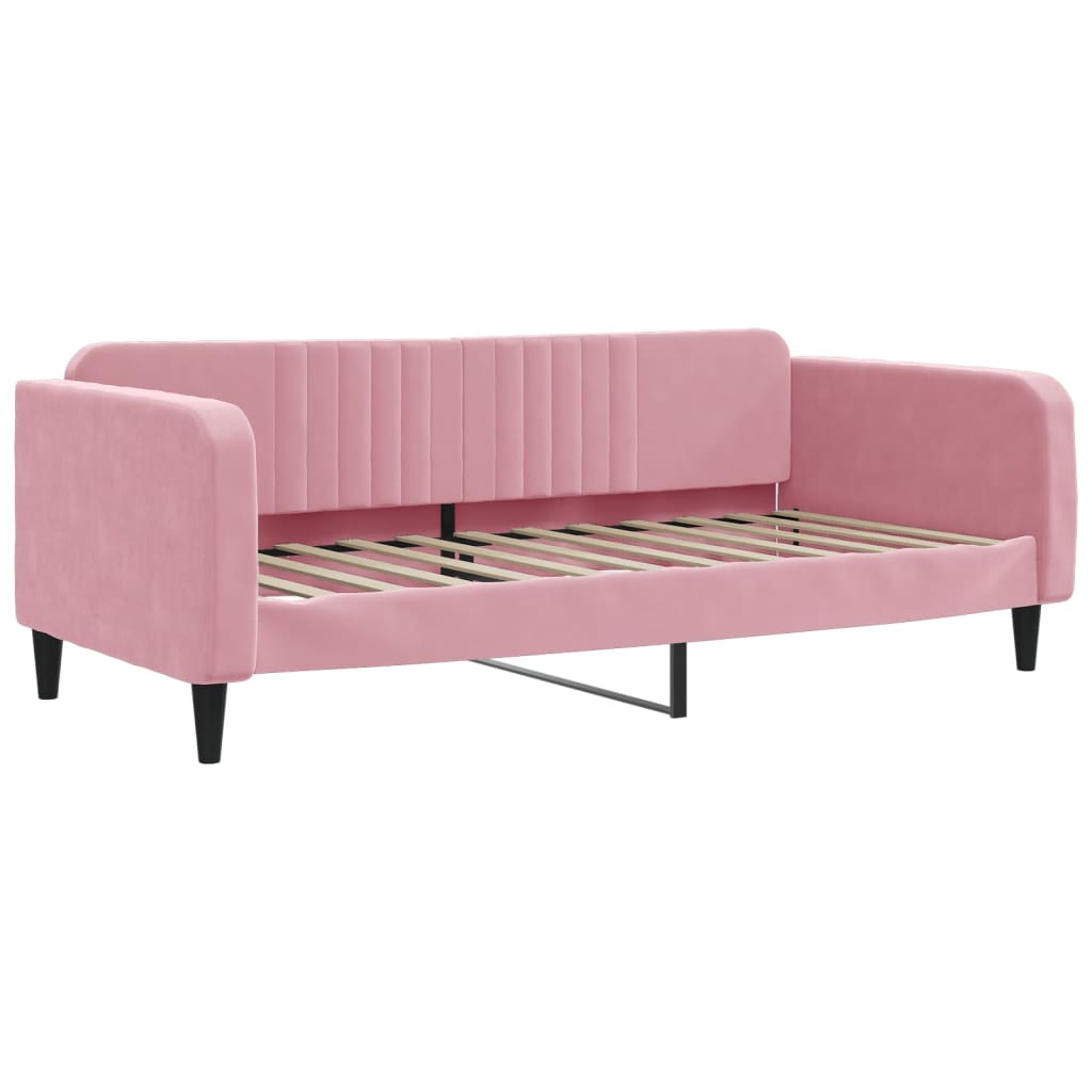 Slaapbank met matras 90x200 cm fluweel roze is nu te koop bij PeponiXL, paradijselijk wonen!