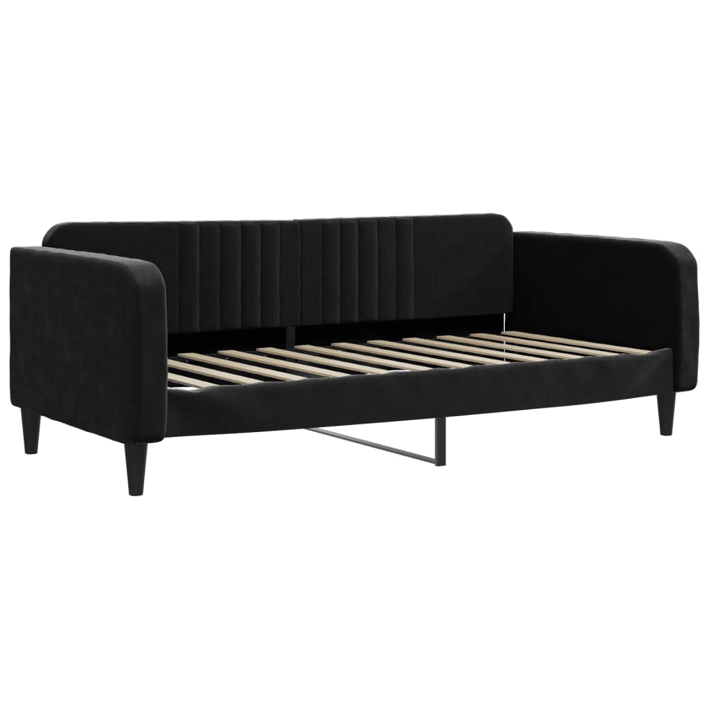 Slaapbank met matras 90x200 cm fluweel zwart is nu te koop bij PeponiXL, paradijselijk wonen!