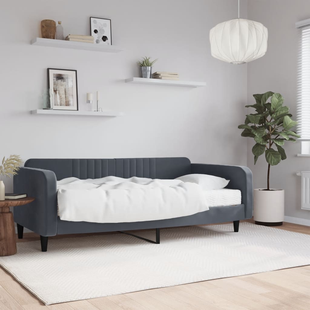Slaapbank met matras 100x200 cm fluweel donkergroen is nu te koop bij PeponiXL, paradijselijk wonen!
