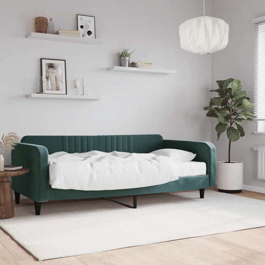 Slaapbank met matras 100x200 cm fluweel donkergroen is nu te koop bij PeponiXL, paradijselijk wonen!